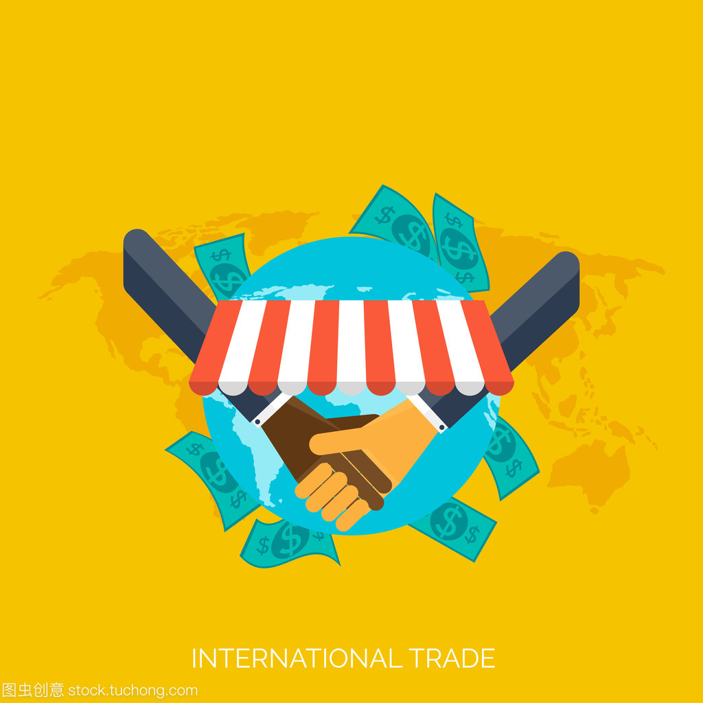 平的手。全球國際貿易概念背景。業務和賺錢